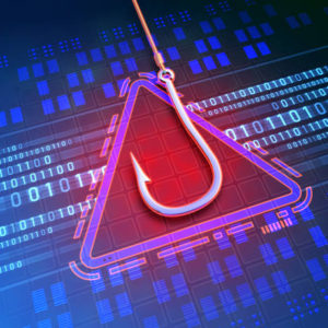 Cyber attack using the phishing technique. Digital illustration.